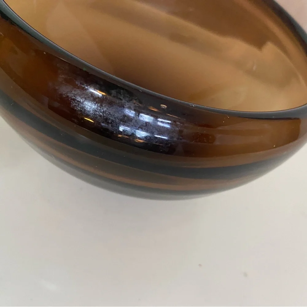 Amber Glass Bowl. West Elm . H 4.25 x. 6” diameter
